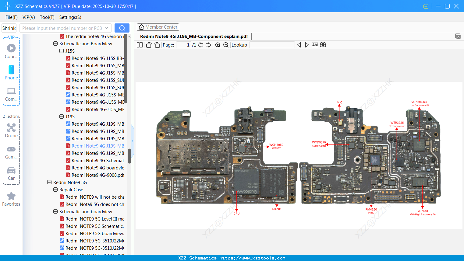 Xiaomi Redmi Note9 4G J19S_MB-Component Explain